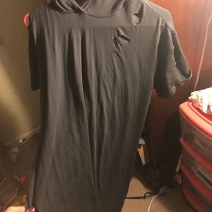 Garage destroyed hooded T-shirt dress